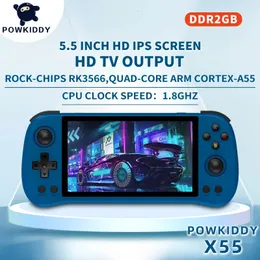 Powkiddy x55 55 cali 1280720 IPS Screen RK3566 Handheld Game Console OpenSource Retro Childrens Prezenty 240430