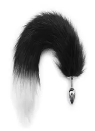 25cm diameter butt plug cosplay fox tail Sexspielzeug anal plug sex toy 41cm length black white women dog cat tail dildo3582748