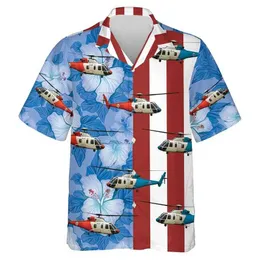 Erkekler Günlük Gömlek Uçak Hawaii Grafik Gömlek Erkekler Giysileri Moda Uçak Gömlek Hava Kuvvetleri Kısa Slve Yakel Bluz Gündelik Bluzlar y240506