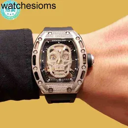 Luxury Richamill Watch Date Mens Watch Skull Samma multifunktionella ihåliga mekaniska kvinnor RMS011
