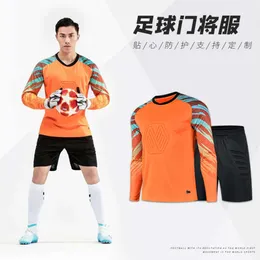 Jersey de futebol de mangas compridas para o goleiro do goleiro do goleiro do goleiro do dragão do dragão do dragão do alojamento de futebol, uniforme de uniforme, joelho e proteção no peito