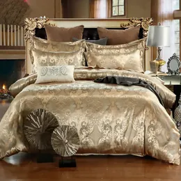 23pcs Luxo Jacquard Bedding Conjunto King Tamanho King Tampa de edredão Flor Golden High Quality com 2 travesseiros 1 fronha 240506