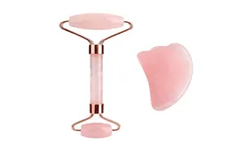 EPACK Rose Quartz Roller Thin Face Massager Lifting Tool Natural Jade Face Massage Roller Stone Skin Massage Beauty Set Box2343099