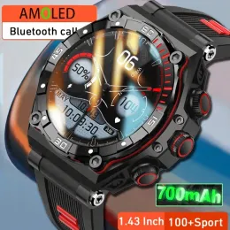 Saatler AMOLED Bluetooth Call Smart Watch Erkekler 1.43inch 466*466 HD Çözünürlük 700mAh Büyük Batarya IP68 Su Geçirmez Spor Smartwatch Man