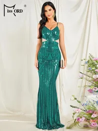 Casual Dresses Missord 2024 Green Spaghetti Cutout Sequin Mermaid Evening Elegant Beautiful Women's Prom Party Dress