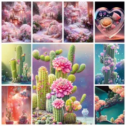 Stitch Fantasy Flower 5D DIY Diamond Painting Cactus AB Drill Embroidery Rhinestone Cross Stitch Mosaic Paintings Handicraft Home Decor