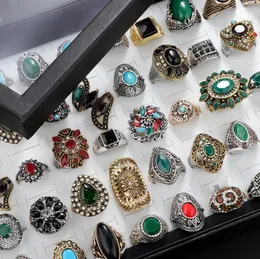 Nowy zabytkowe srebrne vintage kamień naturalny pierścień Prezenty Prezenty Klejnot Turkusowe pierścionki biżuterii Rabat Promocja Kostium ślubny Lady7225495