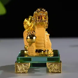 Miniatures 2024 New Year Zodiac Dragon Ornament Gold Resin Chinese Zodiac Dragon Statue Chinese Style Lucky Dragon Ornament for New Year