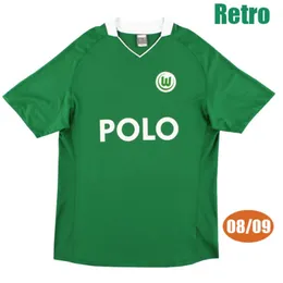 08 09 Wolfsburg Retro Kit Maglie da calcio Dzeko 2008 2009 VFL Wolfsburg Misimovic Grafite la Campionessa Maglie da Calcio 271A