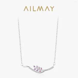 Pendants Ailmay 925 Sterling Silver Trendy Charm Leaves Pendant Necklace Dazzling Clear Zircon Link Chain Neck For Women Anniversary Gift