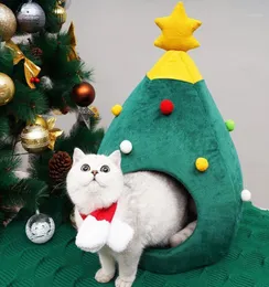 Cute Christmas tree Shape Cat Dog House Soft Cozy Foldable Winter Warm Kitty Cave Animals Puppy Sleeping Mat Bed New Year Gifts17599298