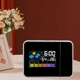 Schreibtisch Tischuhren Projektionsuhr Digitaler LED -Projektor mit Nacht Hintergrund für Heim im Wohnzimmer Schlafzimmer Schreibtisch Thermometer Hygrometer