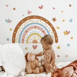 Aufkleber Bohemian Regenbogen Stars Wandkleher für Babyzimmer Kinderzimmer Dekoration Vinyl Selbstklettete Wandabziehbilder Kindergarten Tapete Tapete