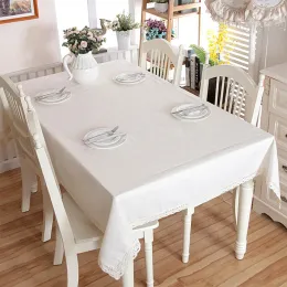 Podkładki konfigurowalne mieszanie lniane biały obrus, prostokątna solidna pokrywa stołu Coior, do kuchennej gardła, wystrój stolika domowego