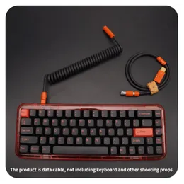 Computer Cables Product GC Handmade Custom Mechanical Keyboard Personality Data Wire Rubber Spring Spiral Rear Orange Hardware Pigeon