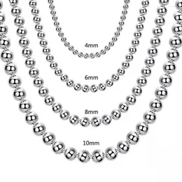 Chains Luxury Designer 925 Sterling Silver 4MM/6MM/8MM/10MM Smooth Beads Ball Chain Necklace For Women Men Fashion Jewelry Holiday Gift