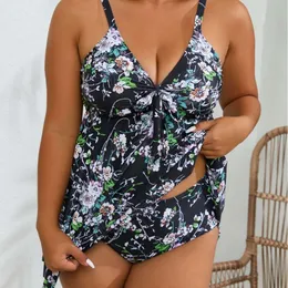 Swimwear femminile 2024 Fat po nuovo stampa aperta tankini conservatori di costumi da bagno grande per donne