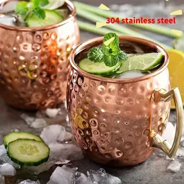 Tumblers 1pc 18oz 304 스테인레스 스틸 칵테일 머그 모스크바 뮬 구리 맥주 컵 커피 주방 용품 남성용 선물 h240506