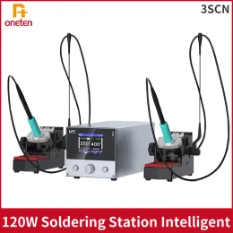Stationer I2C 3SCN 120W Lödstation Intelligent Dual Channel Welding Station Support T210 T115 HANDE Tips PCB IC Reparation Lödverktyg