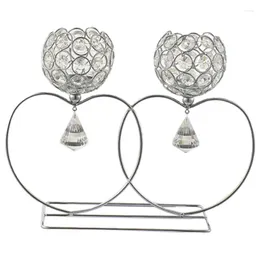 Portacandele Holder Props Wedding Decoration Home Decoration Double Heart Metal Ornament Silver