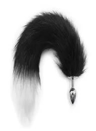 25cm diameter butt plug cosplay fox tail Sexspielzeug anal plug sex toy 41cm length black white women dog cat tail dildo6385493