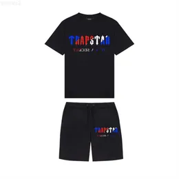 TRAPSTAR MENS RUNDOS TRUSTOS CLASTRA SCROTO DE 2 Peças Set Sleeve Sleeve Beach Letter Fashion Print Casual Running Sports Sports Sports S-3xl HCI9