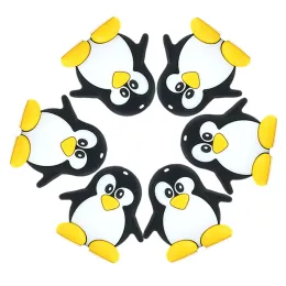 Blockerar 10st Food Grade Baby Silicone Penguin Teether Diy Pacifier Chain Chewing Ting Toys Halsband BPA gratis babyflickorleksaker