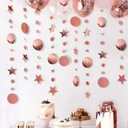 Bannerflaggen 4m Papierstar Runde Garland Rose Gold Hang Banner Flagge DIY Kinder Geburtstagsfeier Dekoration Lieferungen Hochzeit Babyparty