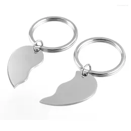 Chaves de chaves de chaveiro dividido Casal em branco para impressão personalizada gravada 10 pares de cadeia -chave cadeias de aço inoxidável