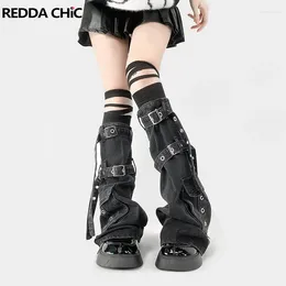 Женские носки Reddachic Belt Deconstructed Black Steampunk Gothic Overdyed Function Pocket Boots Cover Retro y2k Streetwear