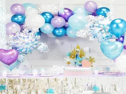 85pcs Ice Princess Snowflake Poil Balloons Garland Birthday Decoration Kids Girl Ice Snow Princess Party Party Supplies T8074724