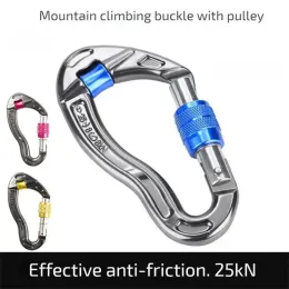 Accessories Screwgate Climbing Mountaineering Carabiner with Pulley Wheel for Tree Carving Arborist Rigging Rappelling Rescue