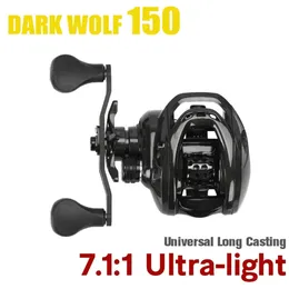 Tsurinoya Dark Wolf 150 Max Drag 7kg 182G Reel di baitcasting 101BB Long Distance Casting pesca 71 1 bobine di luci ad alta velocità 240506