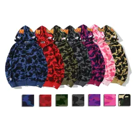 Hoodies Mens Hoodie Camo Shark Sweatshirts Womens Luminous Hoodys Tech Fleeces مقرضة سترة Zip Stack