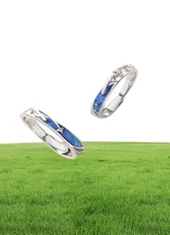 2 pcs Diepty Sea Blue Meteoric Star Amante Coppia Rings Matching Set Set Wedding Moon Star Bans per lui e il suo X0715120772621148