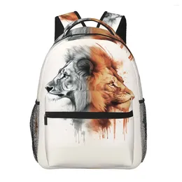 Mochila Lion Sketch Dois lados para enfrentar o aluno unissex poliéster College Mackpacks Imprima bolsas escolares modernas rucksack