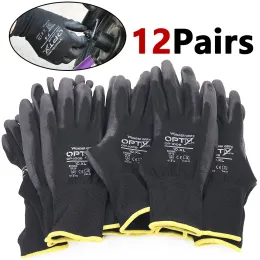 Luvas Wonder Grip 24Pieces/12 pares Segurança Luvas de trabalho Black Pu Nylon Cotton Glove Luvas de trabalho de proteção industrial