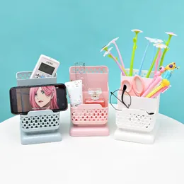 Mini Desktop Cream Color Plastic Foldbar Stationary Organizer för pennpennmaskning Tejp Liten Ting Storage