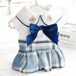 Dog Apparel Cute Bear Sailor Pet Dress For Dogs Cat Summer Puppy Blue Pink Chihuahua Maltese Clothes Skirt Vestidos Para Perritas Perro Shop