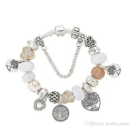 Designer Jewelry 925 Bracciale d'argento perle Fit Pendants Tree of Life Slide Braccialetti perline in stile European in perline Murano9093725