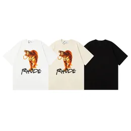 Maglietta designer maschile di lusso rhude tigre tigra magliette casual magliette uomini donne unisex t-shirt alla moda 100% cotone streetwear sciolto oversize s-xl