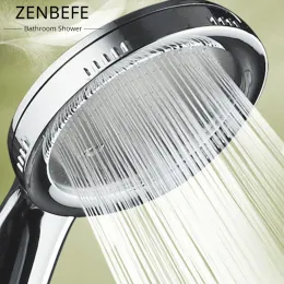 Set ZENBEFE 1PC Pressurized Nozzle Shower Head ABS Bathroom Accessories High Pressure Water Saving Rainfall Chrome Shower Head