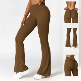 Женские брюки Capris попробуйте BN V-Back Flared Banns Женские фитнес-легинги с высоким талией тренировочные брюки для пробежек бегают активные названия Y240504