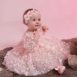 3 6 9 12 18 24 Monate geborene Kleid Blumen Mesh Fashion Party Little Prinzessin Baby Weihnachten Geburtstagsgeschenk Kinder Kleidung 240428