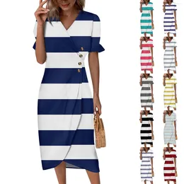 Повседневные платья женская пляжная юбка элегантная весна/лето V-образное платье с печать