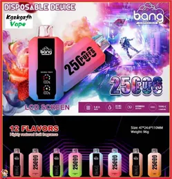 Bang Box Puff 25000 25k Puffs Disponível Pen Vape Pen Autentic Vopers Mesh Bobina Recarregável E Cigarros 0% 2% 3% 5% 12 Cores Tela LCD Big Puffs
