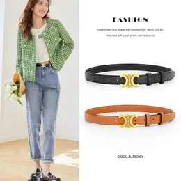 Belts Cinturn Popular DOBLE C para mujer hebilla lisa de cuero cinturn verstil de moda cinturones lujo al por mayor T240429