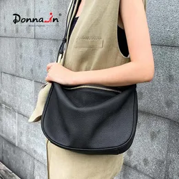 Torby wieczorowe Donna-in 2024 Casual Castin Ramię dla kobiet oryginalne skórzane klasyczne zwięzłe torba crossbody codzienna moda kobieta