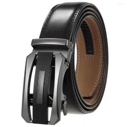Belts Men's Leather Ratchet Dress Belt For Men With Automatic Buckle Coffee/Black-Trim To Fit-35mm Wide Length:105-125cm