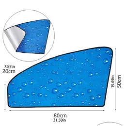 Car Sunshade Upgrade New Blue Water Drop Pattern Front And Rear Side Sun Visor Magnetic Uv Protection Umbrella Window Shade Delivery A Otbs0